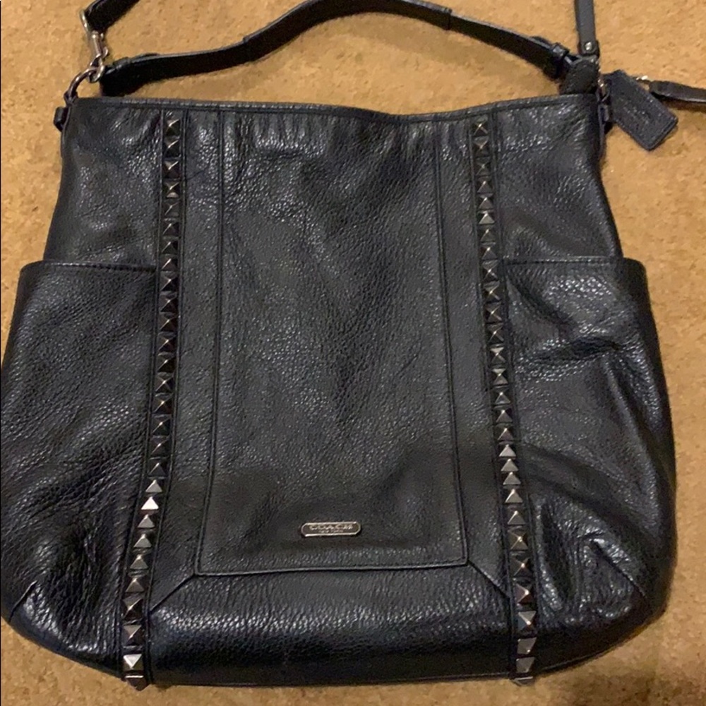 Coach Black Leather Tote Bag with Stud Detail
